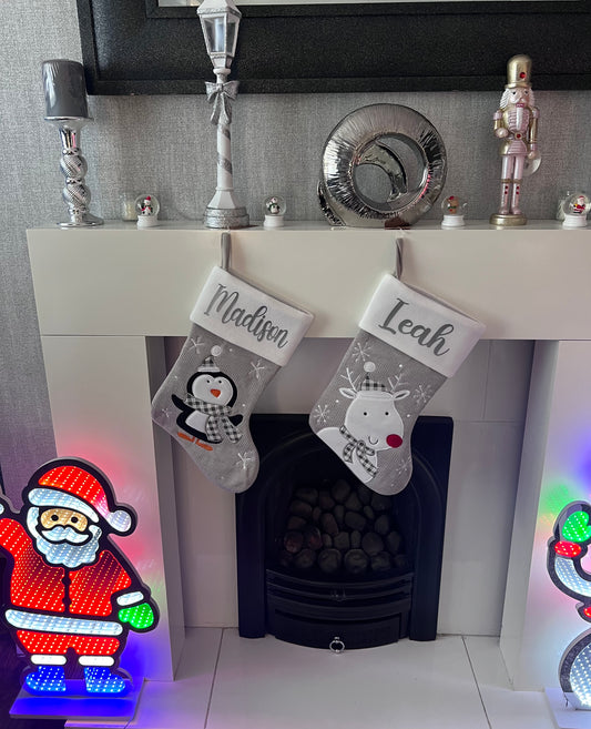 Grey Christmas Stocking