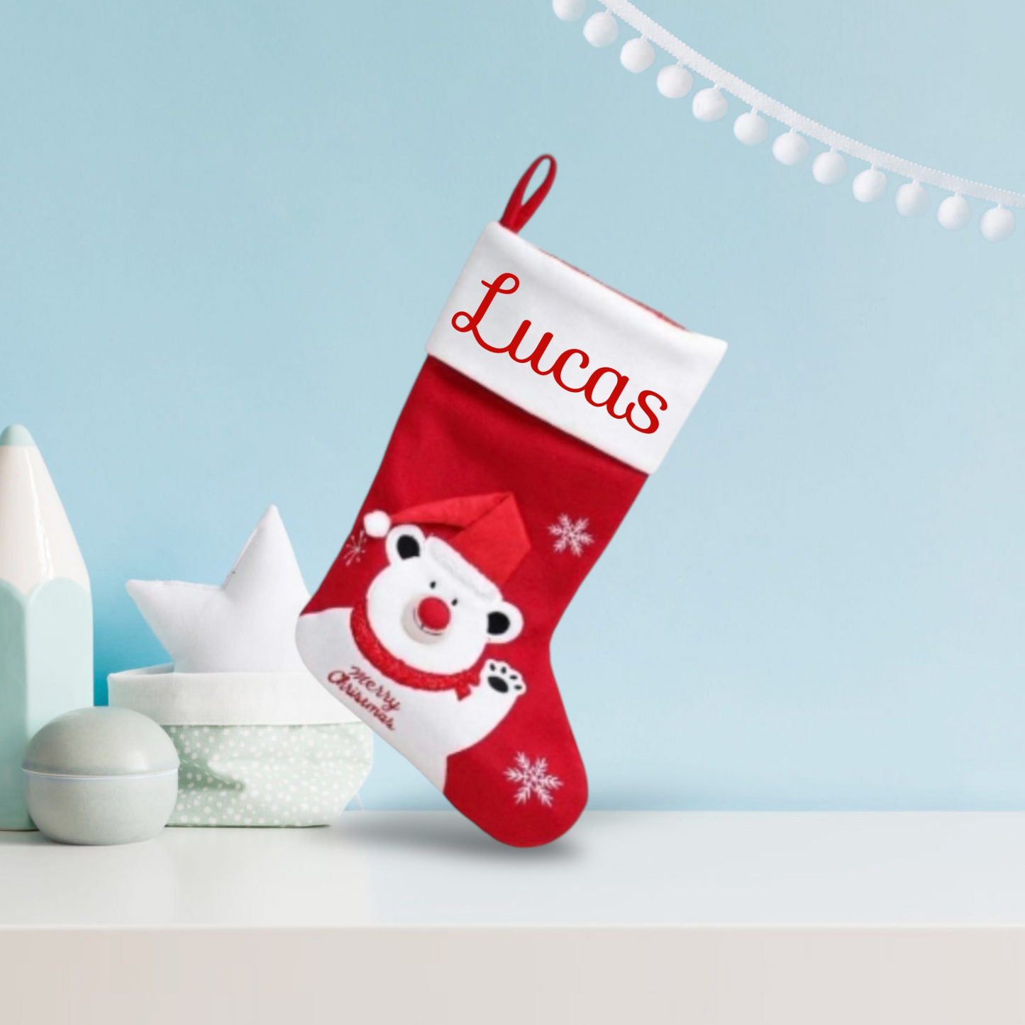 Red and White Christmas Stocking - 3D
