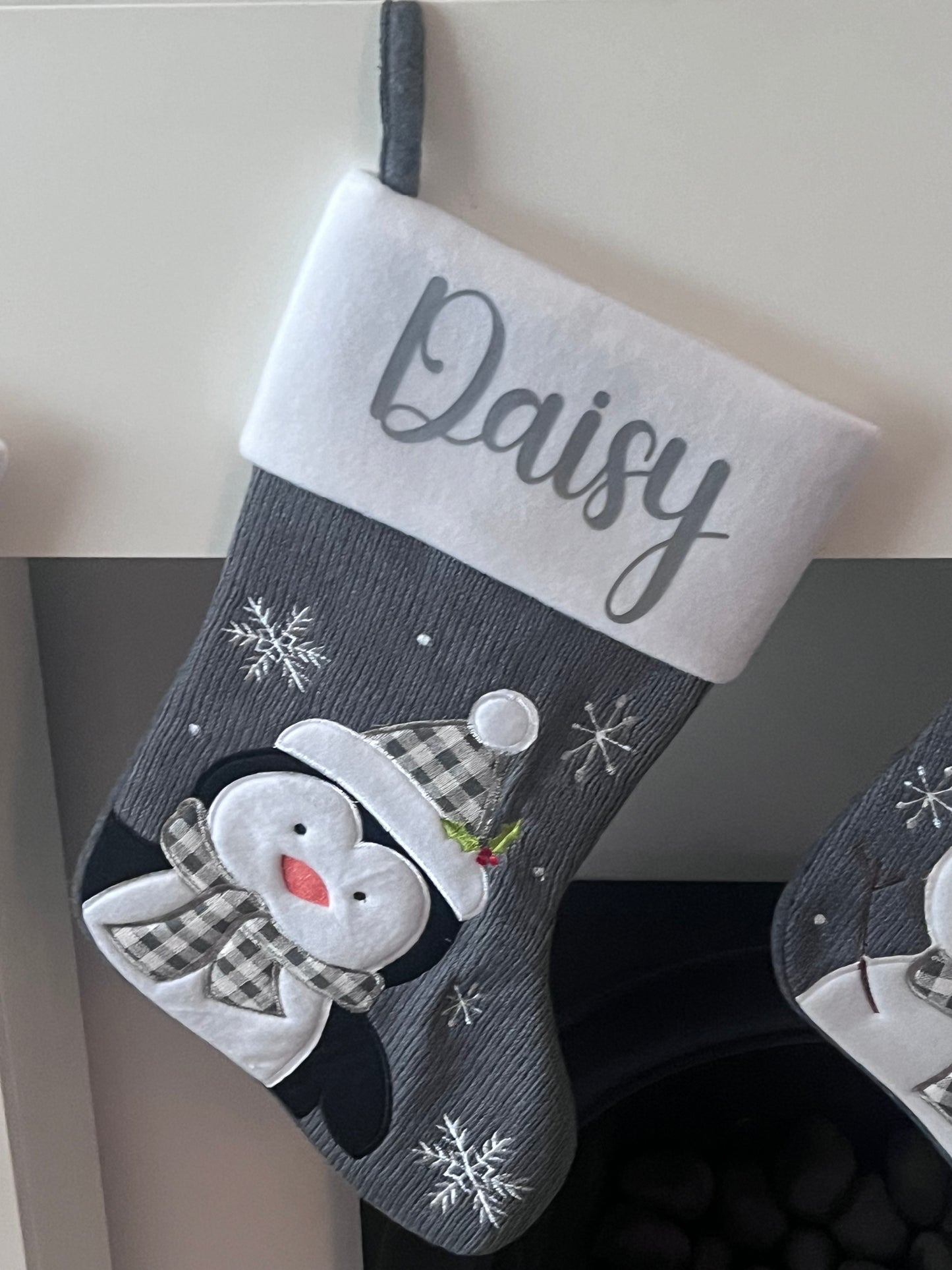 5x Dark Grey Christmas Stockings