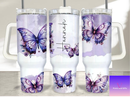 Purple Butterfly Tumbler