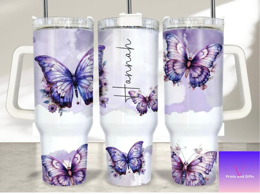 Purple Butterfly Tumbler