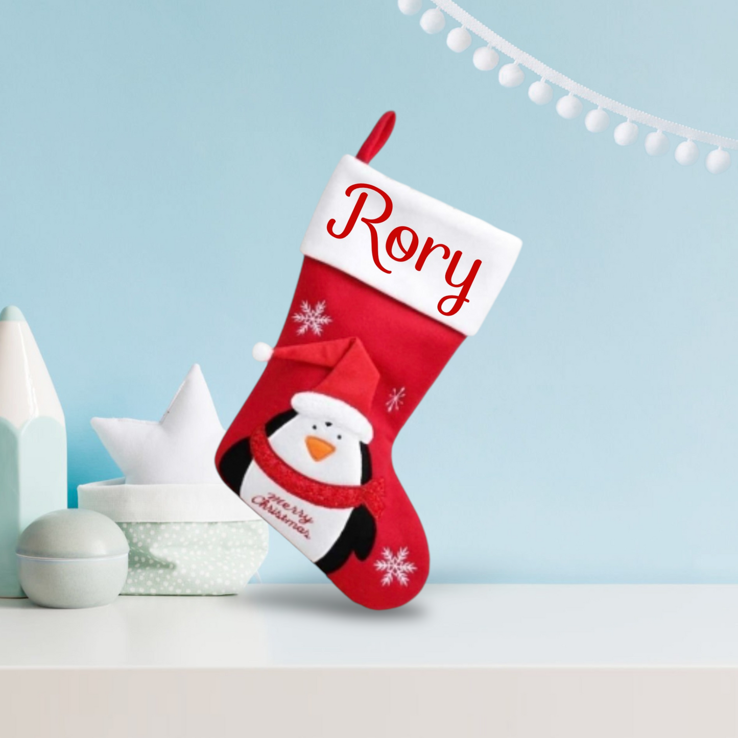 Red and White Christmas Stocking - 3D