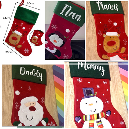 6x Red and Green Christmas Stocking