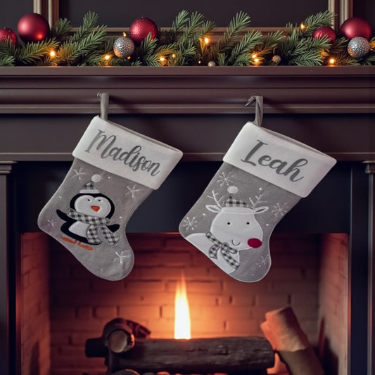 Grey Christmas Stocking