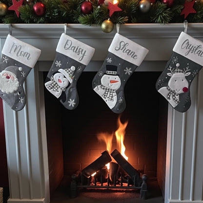 5x Dark Grey Christmas Stockings