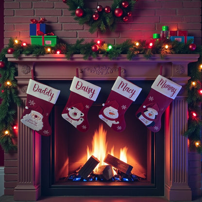 6x Red & White Christmas Stockings