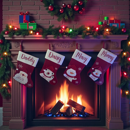 4x Red & White Christmas Stockings