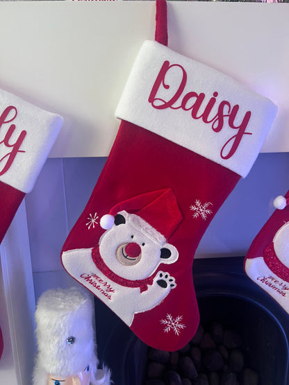 6x Red & White Christmas Stockings